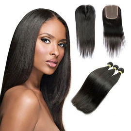 China 10A Straight Human Hair Extensions , Natural Black Unprocessed Brazilian Human Hair supplier