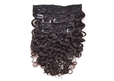 China Lady Clip In Natural Hair Extensions Natural Color Double Machine Weft Long Lasting supplier