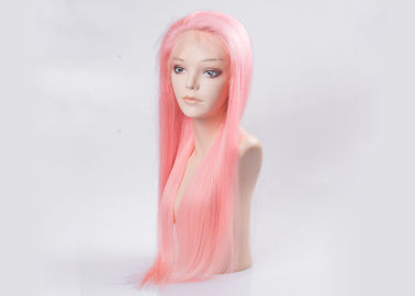 China Silky Straight Wave Colored Hair Wigs , Pink Color Human Full Lace Wigs With Baby Hair supplier