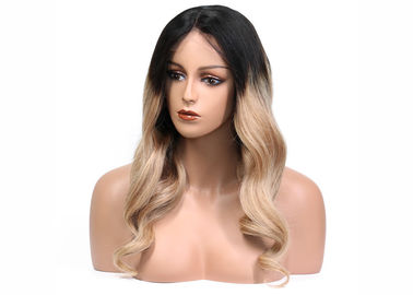 China Customize 100% Human Colored Hair Wigs , Wave Style Ombre Hair Color Wigs supplier