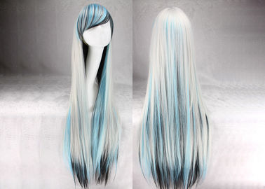 China 100cm Long Multi Colored Hair Wigs , Silky Straight Wave Colored Synthetic Wigs supplier