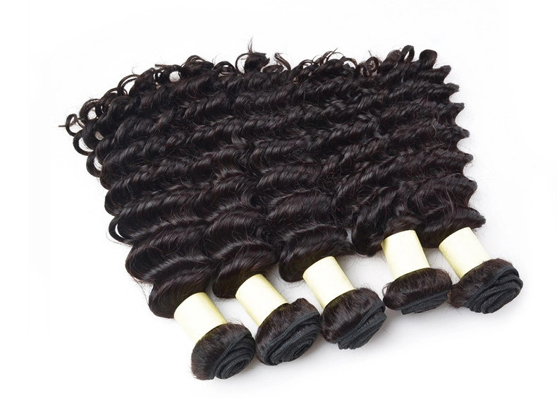 Deep Wave Remy Human Hair Extensions Natural Color Virgin