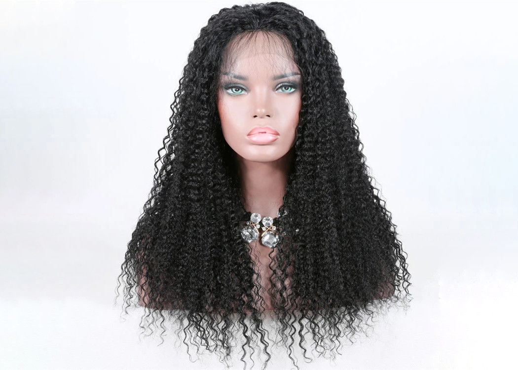 20 Inch Kinky Curly Human Hair Full Lace Wigs Full Swiss Lace With