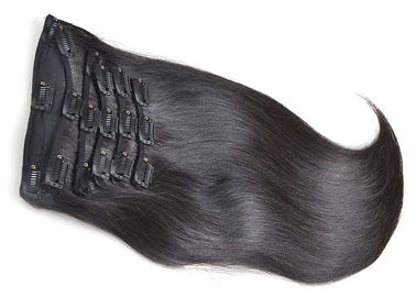 China Natural Black 100 Human Hair Clip In Extensions Healthy From One Single Donor supplier