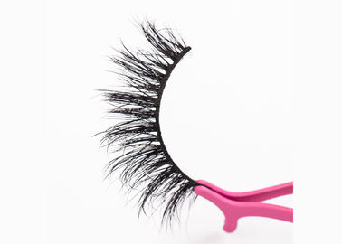 China Custom Invisible Band False Eyelashes Natural Black 100% Siberian Real Mink Fur supplier