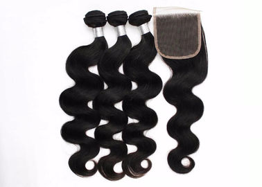 Smooth Body Wave Hair Extensions Human Weft 4 * 4 Lace Closure For Black Women supplier