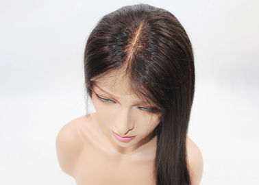 Raw Indian Full Lace Human Hair Wigs Silky Straight Wave Medium Brown Lace supplier