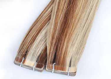 Straight Tape In Human Hair Extensions , Double Dawn Dark Brown Tape In Hair Extensions supplier