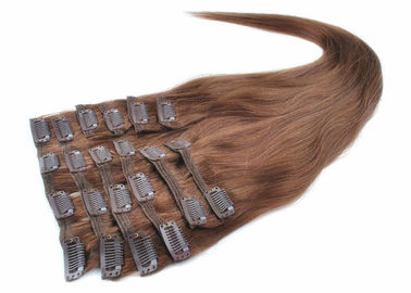 Gold Clip In Natural Hair Extensions , Double Weft 100 Remy Clip In Hair Extensions supplier