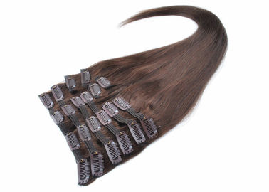 Gold Clip In Natural Hair Extensions , Double Weft 100 Remy Clip In Hair Extensions supplier