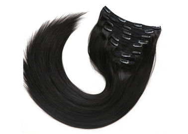 Virgin Peruvian Hair Extensions 100 Human Hair Clip In Soft Silky Straight Wave supplier