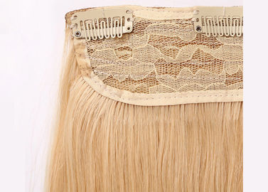 Yellow Clip In Natural Hair Extensions , Straight Full Head Clip In Hair Extensions supplier