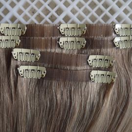 Invisible Seamless Clip In Hair Extensions Remy Human Hair Could Be Flat Ironed / Restyle supplier