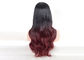 Black To Wine Red Colored Synthetic Wigs Long Natural Wavy Smooth Feeling supplier