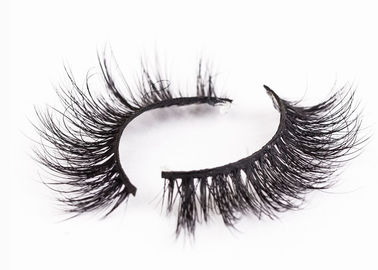 Custom Invisible Band False Eyelashes Natural Black 100% Siberian Real Mink Fur supplier